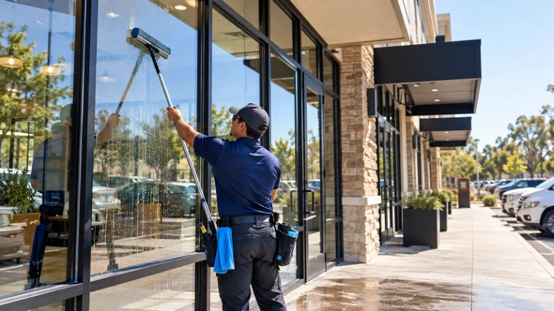 Commercial storefront window cleaning in San Clemente