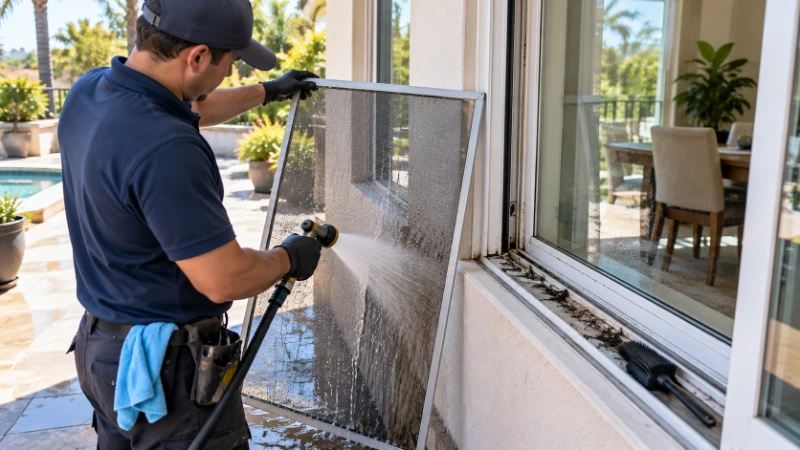 Window screen and track cleaning in San Clemente